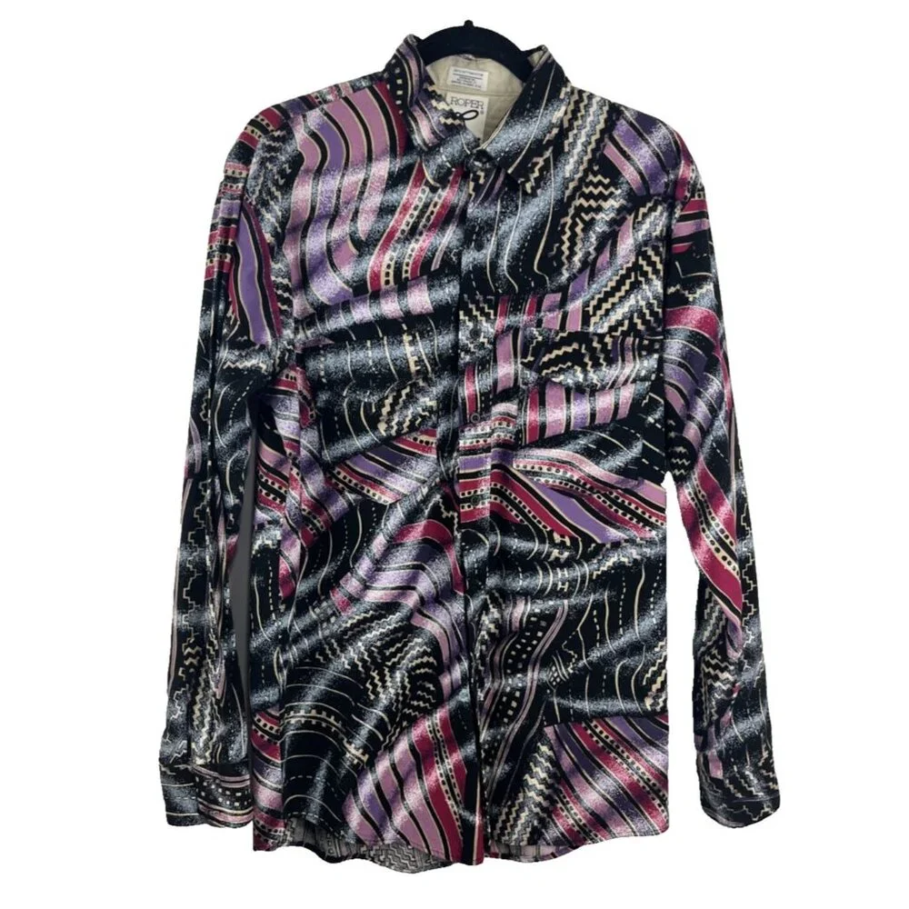 Roper Rodeo Multi-Colour & Patterned Western Cowboy Men's Size Large - Picture 1 of 8